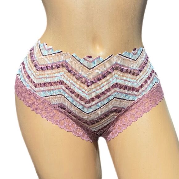 Victorias Secret Pink Sexy Lace mesh extra low Rise Cheekster   panty mauve L - Picture 1 of 3